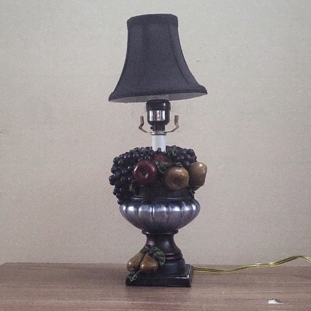 Vintage  Colorful Harvest Fruit Basket Accent Night Lamp  16" Tall Retro lamp